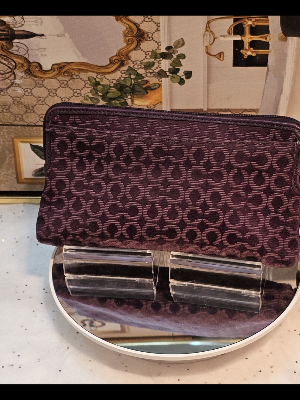Coach Madison Op Art  Purple Double  Zip Wallet